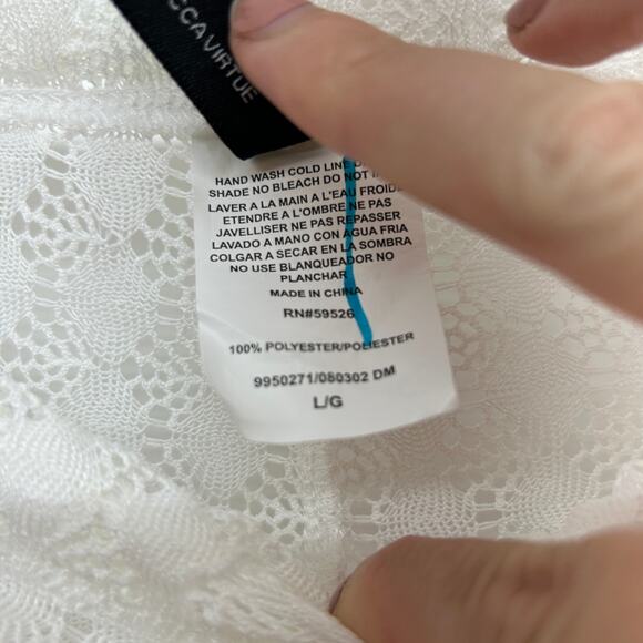 BECCA Neutral White Boho Sheer Lace Crochet Cover Up Pants Large Beach Vacation - Picture 6 of 6